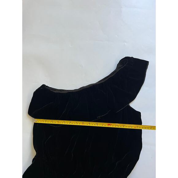 Joie Black Velvet One Shoulder Ruffle Tiered Mini Dress Silk Blend Medium Fairy - Picture 5 of 12